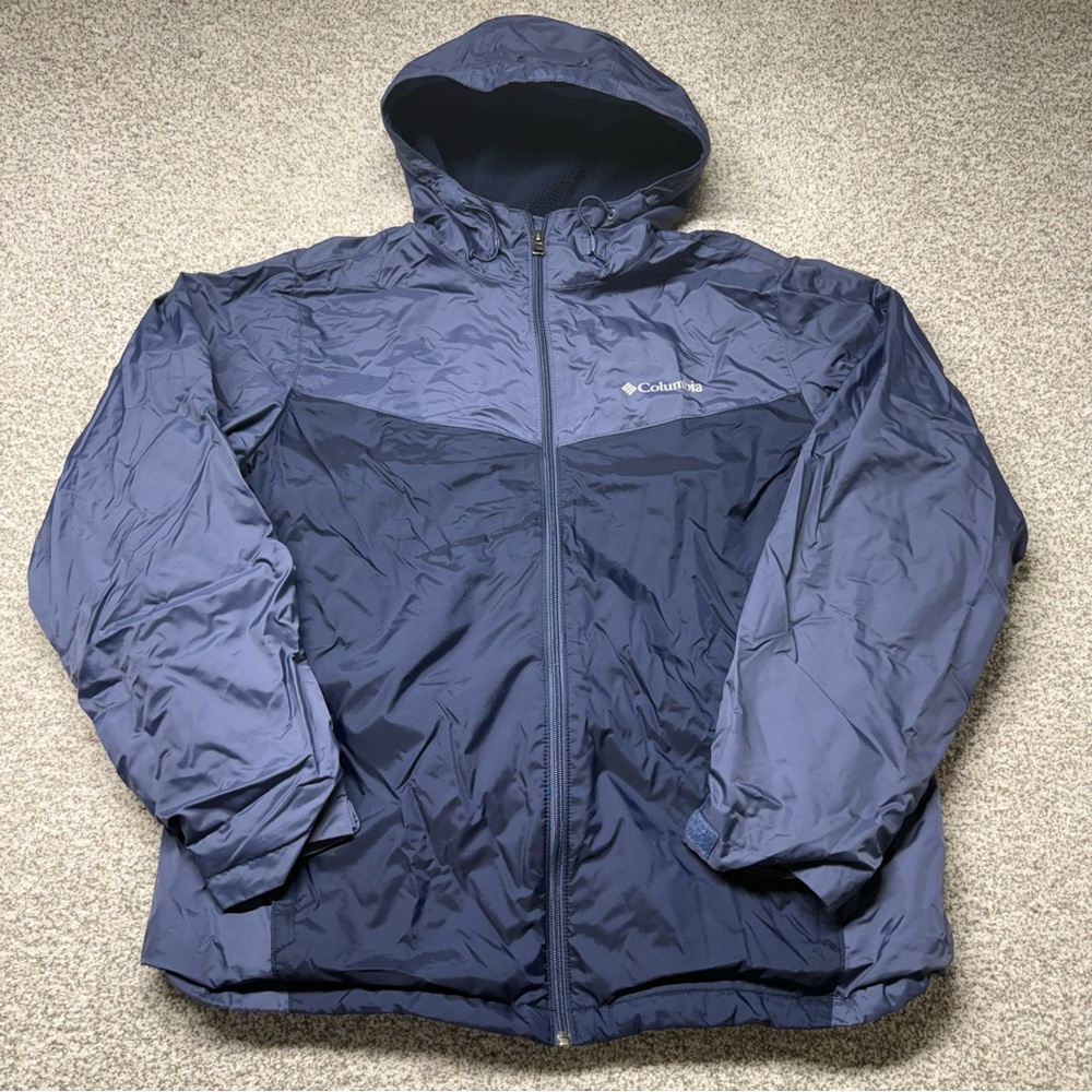 Men’s Columbia Glennaker Sherpa Lined Waterproof Navy Rain‎ Jacket Size Large L